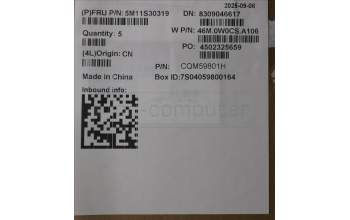 Lenovo 5M11S30319 C-Abdeckung mit Tastatur, Englisch (GB), Luna-Grau, Ohne_Hintergrundbeleuchtung, Ohne nach vorn zeigender Kamera, Wärmekontaktnieten