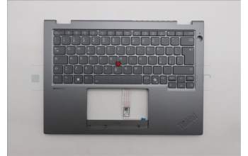 Lenovo 5M11S30361 C-Abdeckung mit Tastatur, Italienisch, Luna-Grau, Hintergrundbeleuchtung, Ohne nach vorn zeigender Kamera, Wärmekontaktnieten