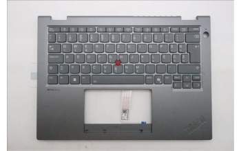 Lenovo 5M11S30376 C-Abdeckung mit Tastatur, Slowenisch, Luna-Grau, Hintergrundbeleuchtung, Ohne nach vorn zeigender Kamera, Wärmekontaktnieten
