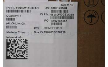 Lenovo 5M11S30476 C-Abdeckung mit Tastatur, Belgisch, Luna-Grau, Hintergrundbeleuchtung, Nach vorn zeigende Kamera, Wärmekontaktnieten, GB