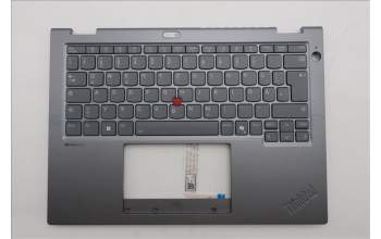 Lenovo 5M11S30504 C-Abdeckung mit Tastatur, Deutsch, Luna-Grau, Hintergrundbeleuchtung, Nach vorn zeigende Kamera, Wärmekontaktnieten