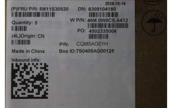 Lenovo 5M11S30520 C-Abdeckung mit Tastatur, Skandinavien, Luna-Grau, Hintergrundbeleuchtung, Nach vorn zeigende Kamera, Wärmekontaktnieten