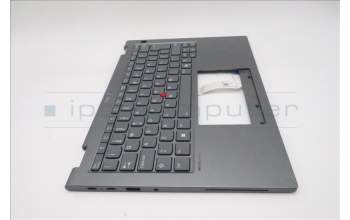 Lenovo 5M11S30523 C-Abdeckung mit Tastatur, Portugiesisch, Luna-Grau, Hintergrundbeleuchtung, Nach vorn zeigende Kamera, Wärmekontaktnieten