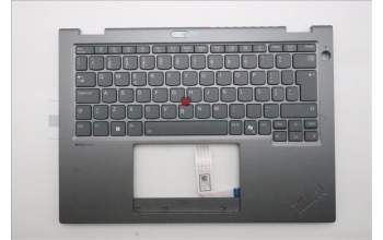 Lenovo 5M11S30523 C-Abdeckung mit Tastatur, Portugiesisch, Luna-Grau, Hintergrundbeleuchtung, Nach vorn zeigende Kamera, Wärmekontaktnieten