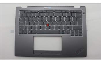 Lenovo 5M11S30533 C-Abdeckung mit Tastatur, Schwedisch/Finnisch, Luna-Grau, Hintergrundbeleuchtung, Nach vorn zeigende Kamera, Wärmekontaktnieten