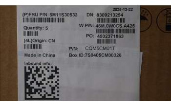 Lenovo 5M11S30533 C-Abdeckung mit Tastatur, Schwedisch/Finnisch, Luna-Grau, Hintergrundbeleuchtung, Nach vorn zeigende Kamera, Wärmekontaktnieten