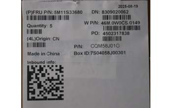 Lenovo 5M11S33680 C-Abdeckung mit Tastatur, Belgisch, schwarz, Hintergrundbeleuchtung, Wärmekontaktnieten, GB