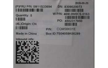 Lenovo 5M11S33694 C-Abdeckung mit Tastatur, Dänisch, schwarz, Hintergrundbeleuchtung, Wärmekontaktnieten, GB