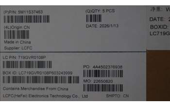 Lenovo 5M11S37463 MECH_ASM FRU BL KB BK UK CHY