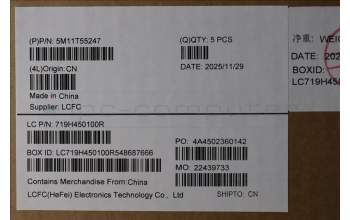 Lenovo 5M11T55247 C-Abdeckung mit Tastatur, Bulgarisch, schwarz, Hintergrundbeleuchtung, Ziffernblock, GB