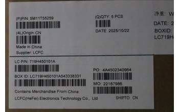 Lenovo 5M11T55259 MECH_ASM BL KB NP BK ENG PMX