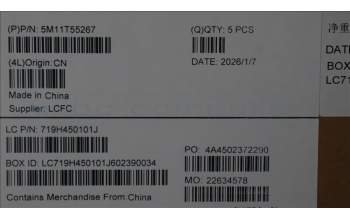 Lenovo 5M11T55267 C-Cover with keyboard, US English Euro, Black, Backlight, Number Pad, US