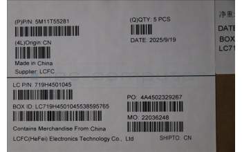 Lenovo 5M11T55281 MECH_ASM BL KB NP BK HBW LTN