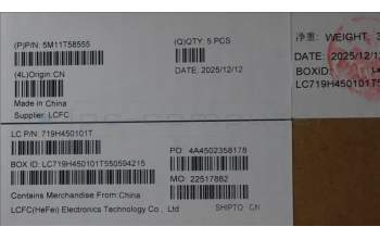 Lenovo 5M11T58555 C-Cover with keyboard, Ukraine, Black, WWAN, Number Pad, US