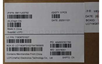 Lenovo 5M11U03792 MECH_ASM GRP_KBD_BZL_ARA_WL_BKWH_DFN