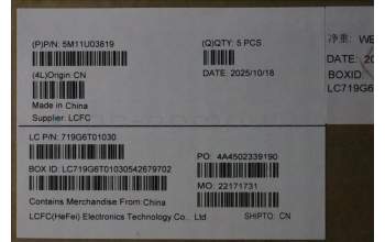 Lenovo 5M11U03819 MECH_ASM GRP_KBD_BZL_SWS_WL_BKWH_DFN