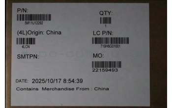 Lenovo 5M11U12292 Lenovo LCD Module, 16\", WQUXGA, Touch, Glare, OLED, 400nit, 100%DCI-P3, Color Calibration, 5MP RGB+IR Camera