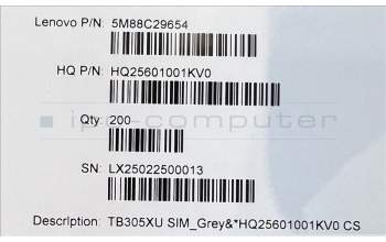 Lenovo 5M88C29654 TB305XU SIM_Grey&*HQ25601001KV0 CS