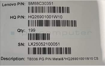 Lenovo 5M88C30351 TB336 PG PIN Metal&*HQ26901001W10 CS