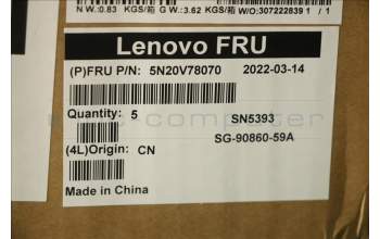 Lenovo 5N20V78070 Keyboard Internal, Czech Slovakian, Black, Non-Backlight, w/Number, UK