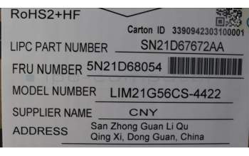 Lenovo 5N21D68054 Keyboard Internal, Czech/Slovak, Non-Backlight, Black, UK