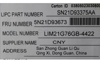 Lenovo 5N21D93673 Keyboard Internal, UK English, Black, Non-Backlight, w/Number, UK