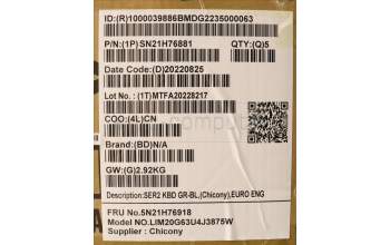 Lenovo 5N21H76918 Interne Tastatur, Englisch (US, Euro), Grau, Hintergrundbeleuchtung