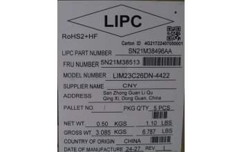 Lenovo 5N21M38513 Keyboard Internal, Nordic, Black, Non-Backlight, UK