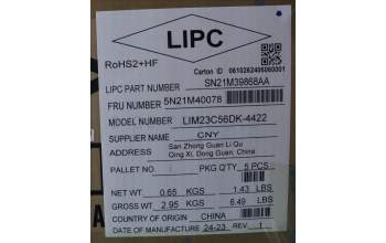 Lenovo 5N21M40078 Keyboard Internal, Danish, Black, Non-Backlight, w/Number, UK