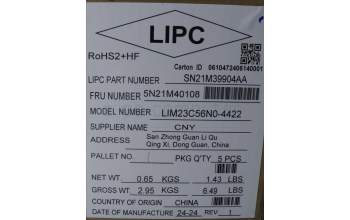 Lenovo 5N21M40108 Keyboard Internal, Norwegian, Black, Non-Backlight, w/Number, UK