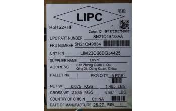 Lenovo 5N21Q49834 Keyboard Internal, Bulgarian, Black, Backlight, w/Number