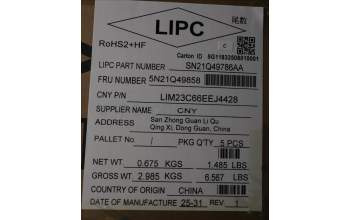 Lenovo 5N21Q49858 Keyboard Internal, Estonian, Black, Backlight, w/Number