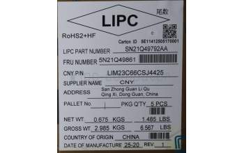 Lenovo 5N21Q49861 Keyboard Internal, Czech/Slovak, Black, Backlight, w/Number