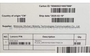 Lenovo 5S58C29635 TB305FU R-cover_GREY&*HQ3160001THQ0 CS