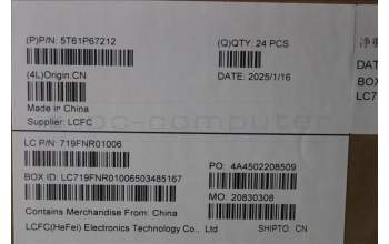 Lenovo 5T61P67212 CS22_3+2bCP,Glass like Mylar,Elan PCB,Black,Non-NFC,SOVP&MP,Sunrex