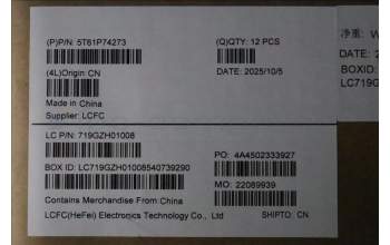 Lenovo 5T61P74273 CS25 3+2bCP, Mylar, Elan PCB, Black, NFC, SOVP&MP