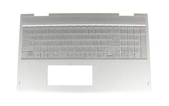 924353-041 Original HP Tastatur inkl. Topcase DE (deutsch) silber/silber mit Backlight