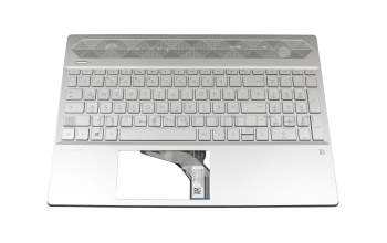 EBG7E001010-1 Original HP Tastatur inkl. Topcase DE (deutsch) silber/silber mit Backlight (GTX-Grafikkarte)