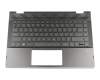 Tastatur inkl. Topcase DE (deutsch) schwarz/schwarz mit Backlight original für HP Pavilion x360 14-cd0300