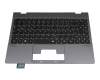 Tastatur inkl. Topcase DE (deutsch) schwarz/grau mit Backlight für Weibu W1140T